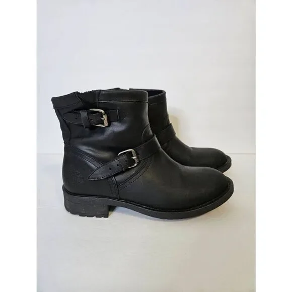 Harley-Davidson Allerton black leather ankle boots. Size 7.5. - Picture 1 of 9
